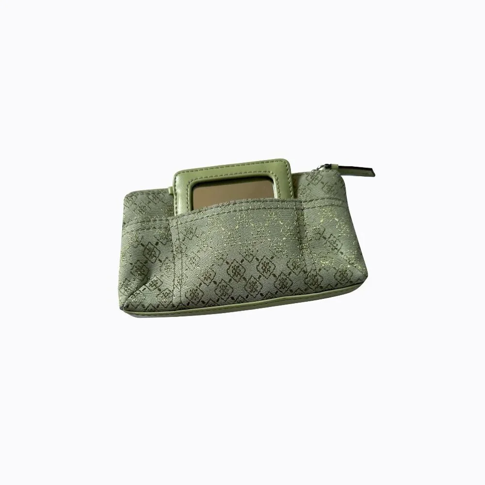 Retro Argyle Wristlet Clutch Mini Compact Bag Wallet Mint Green Diamond Pattern